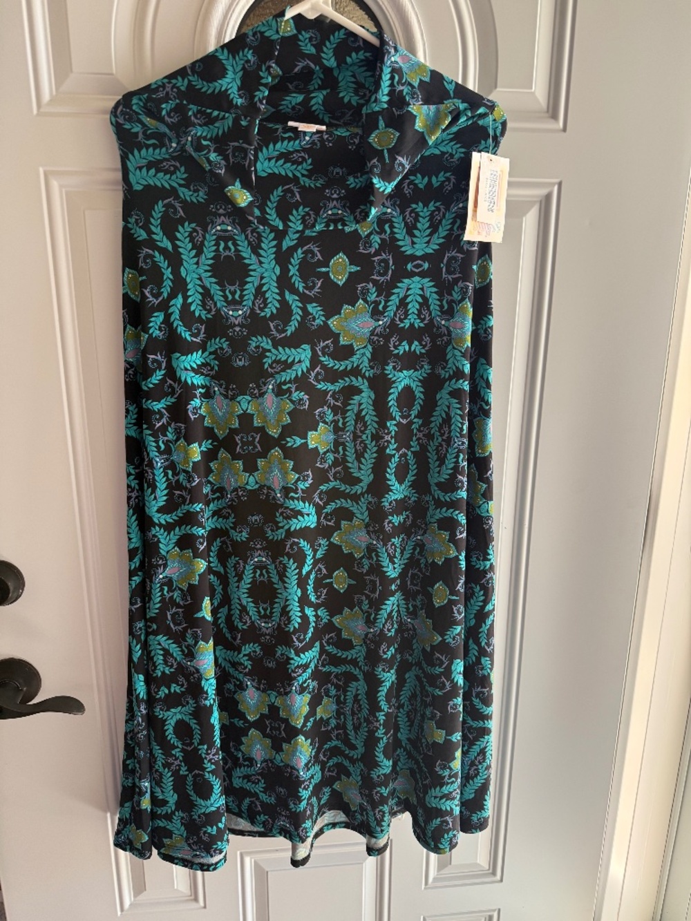 NWT LULAROE Women's Fold-Over Waist Long Maxi Skirt SIZE XXS Aqua Black